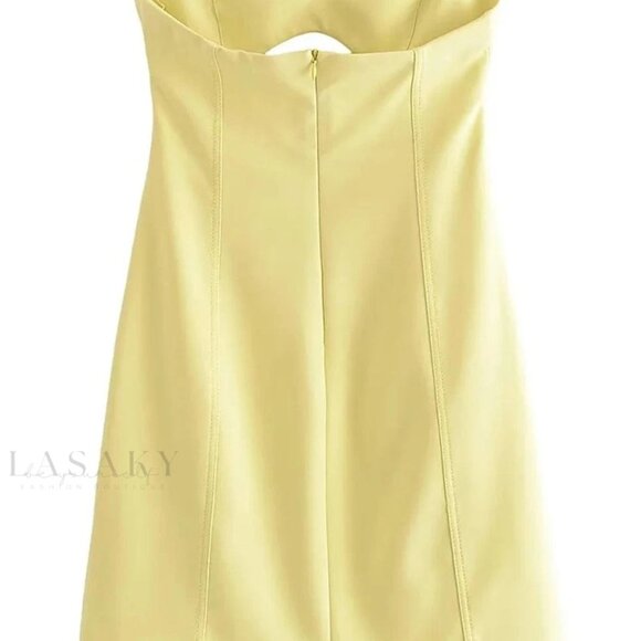 Freya Strapless Mini Dress with Hollow Out Design YELLOW XS - Picture 2 of 6